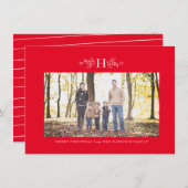 Carte photo de vacances Monogram rouge (Devant / Derrière)