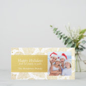Carte photo de vacances Motif de Noël d'or (Debout devant)
