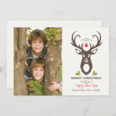 Carte photo de vacances Noël Deer (Devant / Derrière)