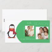 Carte photo de vacances Penguin Green (Devant / Derrière)