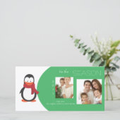 Carte photo de vacances Penguin Green (Debout devant)