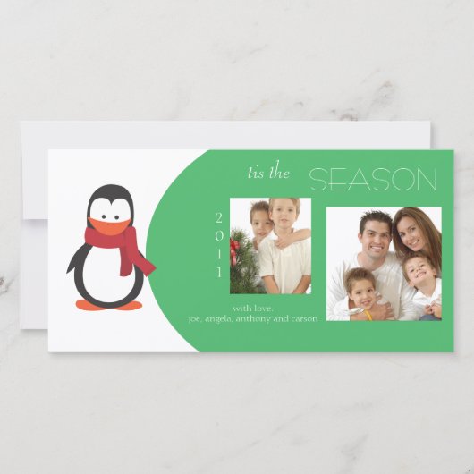 Carte photo de vacances Penguin Green (Devant)