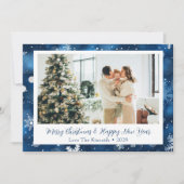 Carte photo De Vacances Plat Blue Et White Snowfla (Devant)