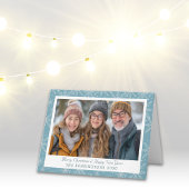 Carte photo de vacances plié Blue and White Snowfl