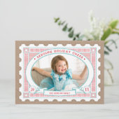 Carte photo de vacances pour timbres-poste vintage (Debout devant)