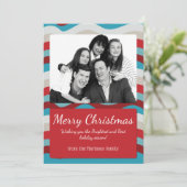 Carte photo de vacances Red & Blue Wavy Christmas  (Debout devant)
