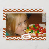 Carte photo de vacances Red Chevron Stripe (Devant / Derrière)