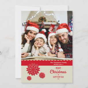 Carte photo de vacances Red Snowflake