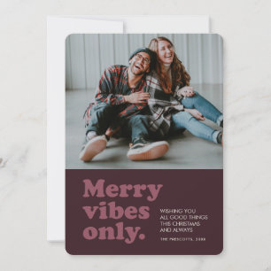 Carte photo de vacances Retro merry vibes plum