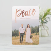 Carte photo de vacances rose Gold Brossé superposi (Debout devant)