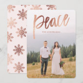 Carte photo de vacances rose Gold Brossé superposi (Devant / Derrière)