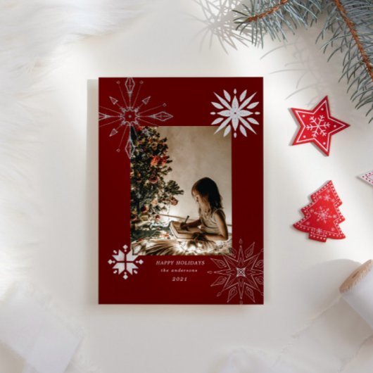 Carte photo de vacances Silver Snowflake