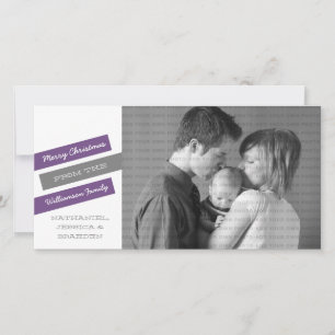 Carte photo de vacances Slant moderne (violet/gris