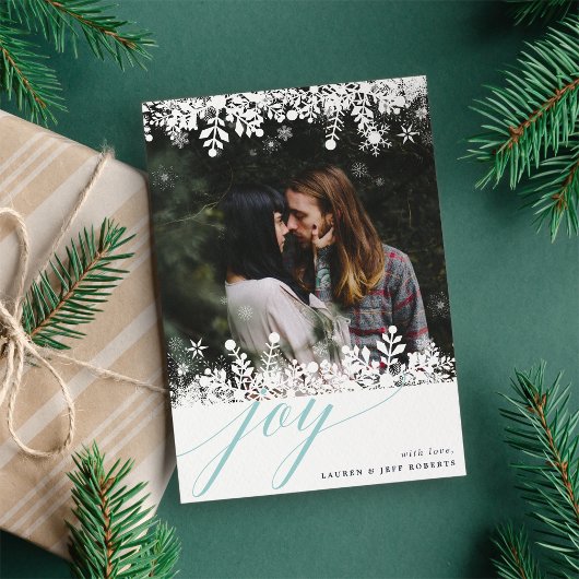 Carte photo de vacances Snowflake Frame | Givre