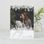 Carte photo de vacances Snowflake Frame | Givre (Debout devant)