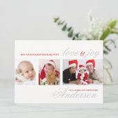 Carte photo de vacances Tri-Photo moderne (Debout devant)