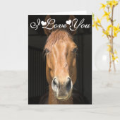 Carte Photo de Visage de Cheval Je T'Aime (Fleur jaune)