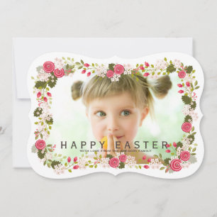 Carte photo de voeux de Pâques rose doux