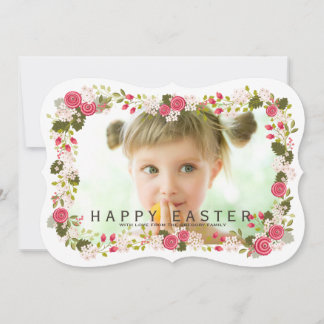 Carte photo de voeux de Pâques rose doux