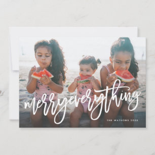 Carte photo de vœux "Merry Everything" écriture bl