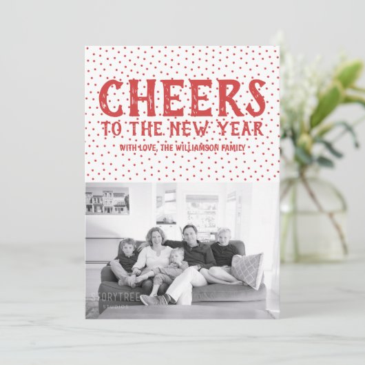 Carte photo de vœux pointillés pour la nouvelle an (Debout devant)