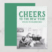 Carte photo de vœux pour la nouvelle année en vert (Devant / Derrière)