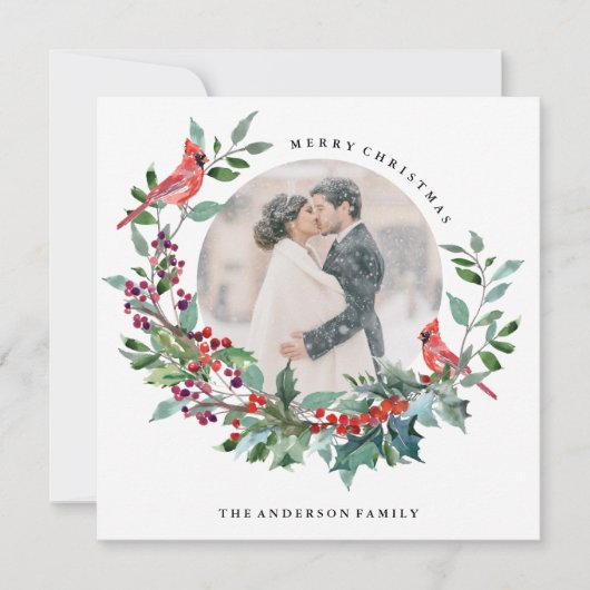 Carte photo de Wreath Robin Holiday (Devant)