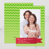 Carte photo de zigzag de chevron vert de ruban rou (Devant / Derrière)