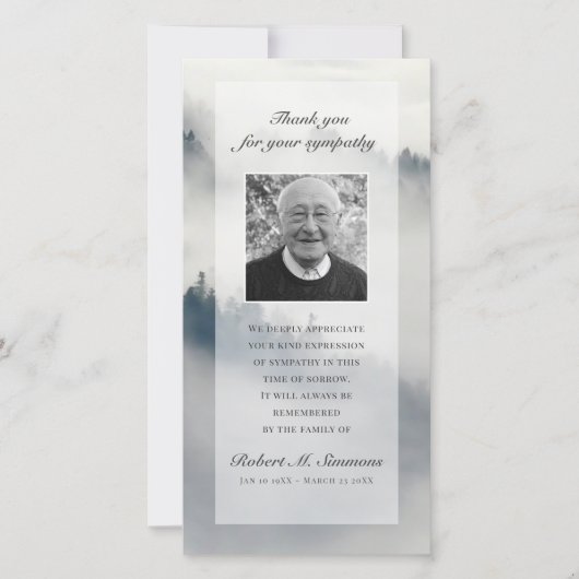 Carte photo d'enterrement de sympathie de Merci de (Devant)