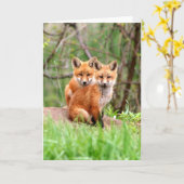 Carte Photo des kits adorables de renard rouge se (Fleur jaune)