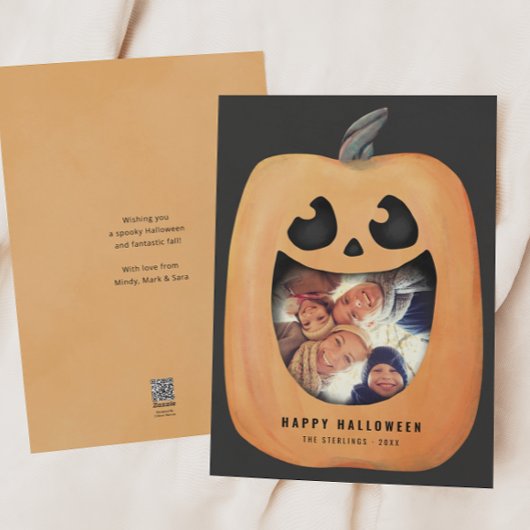 Carte photo d'Halloween avec Citrouille Jack-o'-la