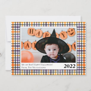 Carte photo d'Halloween mou et orange