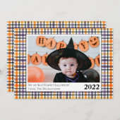 Carte photo d'Halloween mou et orange (Devant / Derrière)