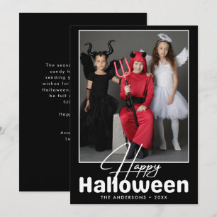 Carte Photo d'Halloween noir et blanc moderne
