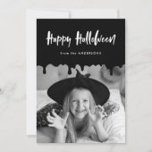 Carte photo d'Halloween noir sang coulant (Devant)