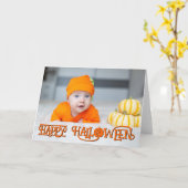 Carte Photo d'Halloween orange et noir (Fleur jaune)