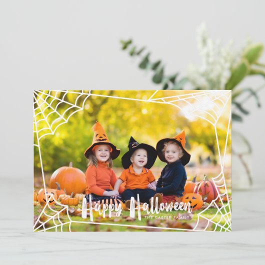 Carte photo d'Halloween Spiderweb (Debout devant)