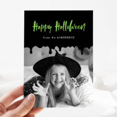 Carte photo d'Halloween vert de chaux de sang