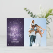 Carte photo d'Halloween violet étoiles vintages (Debout devant)
