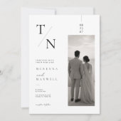 Carte photo d'invitation de mariage à monogramme m (Devant)