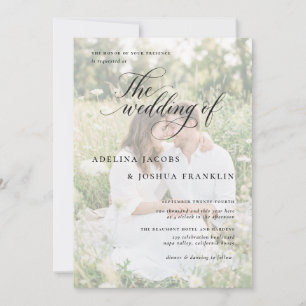 Carte photo d'invitation de mariage romantique aér
