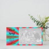 Carte photo d'invitation Red and Blue Star Party (Debout devant)