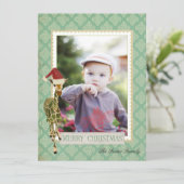 Carte photo d'or de Noël de girafe de jade (Debout devant)