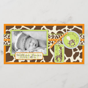 Carte photo d'orange de garçon de safari