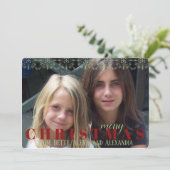Carte photo double face flocon de neige rouge fonc (Debout devant)