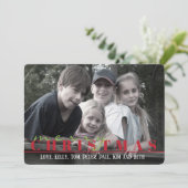 Carte photo double face rouge et vert rayé (Debout devant)