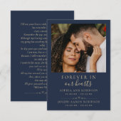 Carte Photo Double Mémorial Gold Blue Prayer Card (Devant / Derrière)