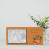 Carte photo d'ours de nounours de citrouille (Debout devant)