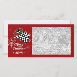 Carte photo - Drapeau de course Noël