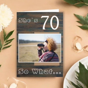 Carte Photo drôle de 70 ans sur bois rustique